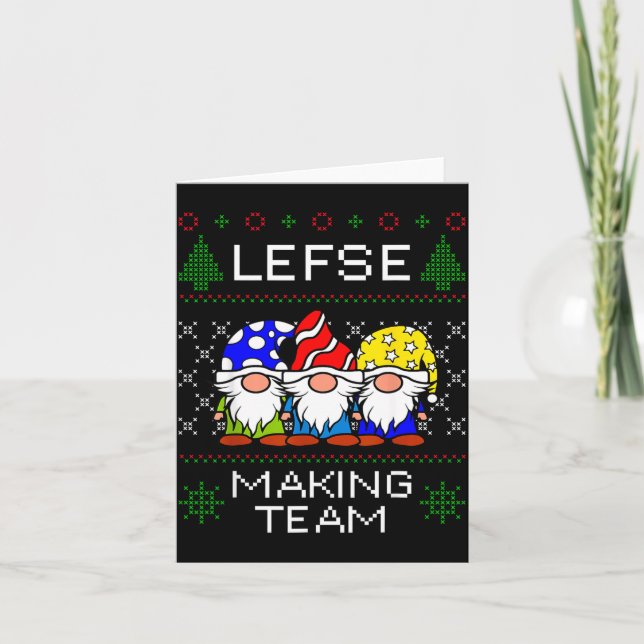 Lefse Making Team Ugly Christmas Sweater  Karte (Vorderseite)