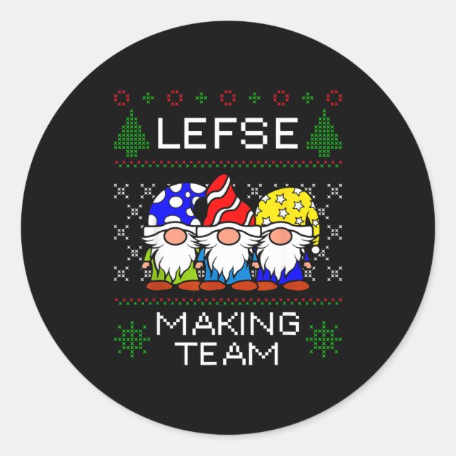 Lefse Making Team Ugly Christmas Sweater  Runder Aufkleber (Vorderseite)