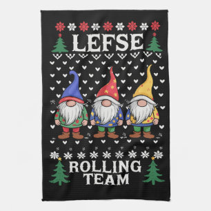 Lefse Rollendes Weihnachtsback-Gnom-Team Xmas  Geschirrtuch