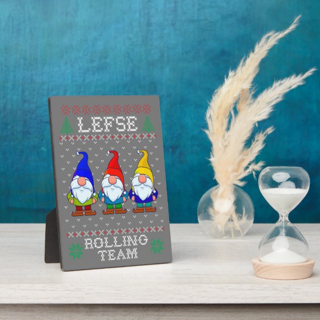 Lefse Rolling Team, Weihnachtsbacktomte Gnome Fotoplatte (Seite)