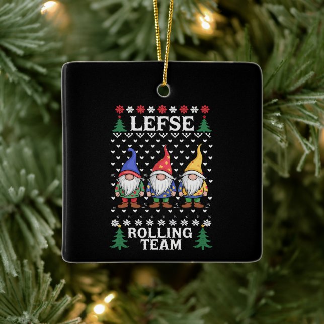 Lefse Rolling Team Weihnachtsgebäck Gnome Xmas Keramikornament (Baum)