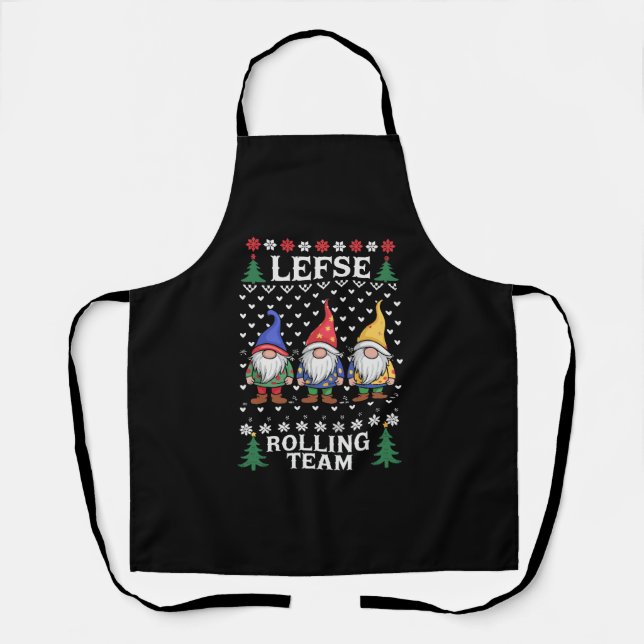Lefse Rolling Team Weihnachtsgebäck Gnome Xmas Schürze (Vorderseite)