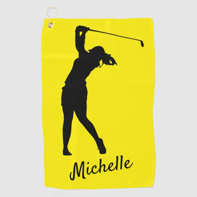 Lefthanded "golfer Michelle" y&b Golf Golfhandtuch (Vorderseite)