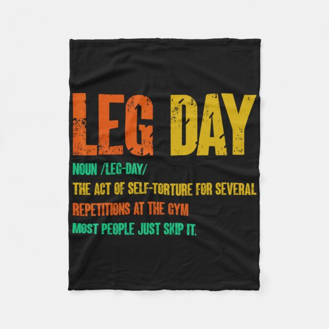 Leg Day Definition Gym Pump Oversified Gym Workout Fleecedecke (Vorderseite)