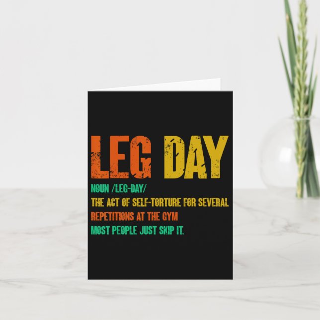 Leg Day Definition Gym Pump Oversified Gym Workout Karte (Vorderseite)