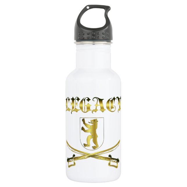 LEGACK IN GOLD - LUXURIÖS UND DISTINGUISCH EDELSTAHLFLASCHE (Vorderseite)
