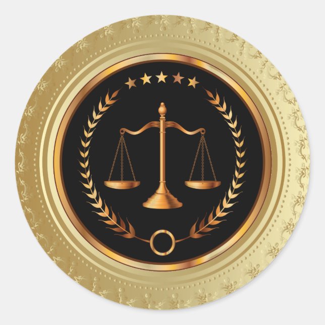 Legal / Anwalt / Justizaufkleber - Scales of Justi Runder Aufkleber (Vorderseite)