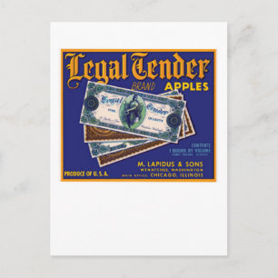 Legal Tender Äpfel Postkarte