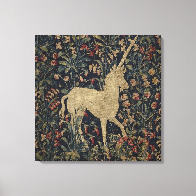 Legale "Millefleurs"-Tapisserie mit Tieren Leinwanddruck (Vorderseite)