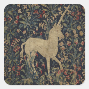 Legale "Millefleurs"-Tapisserie mit Tieren Quadratischer Aufkleber