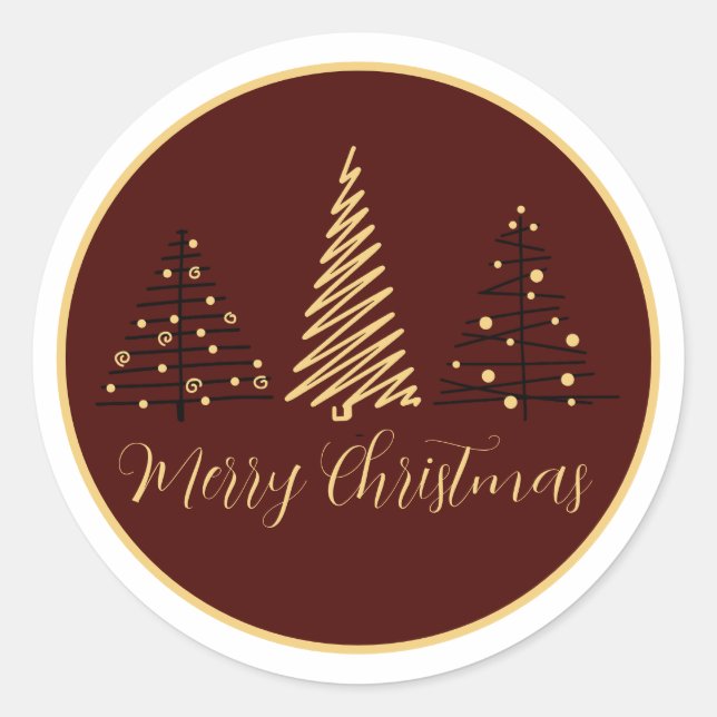 legant Merry Christmas Tree Design | Holiday Stick Runder Aufkleber (Vorderseite)