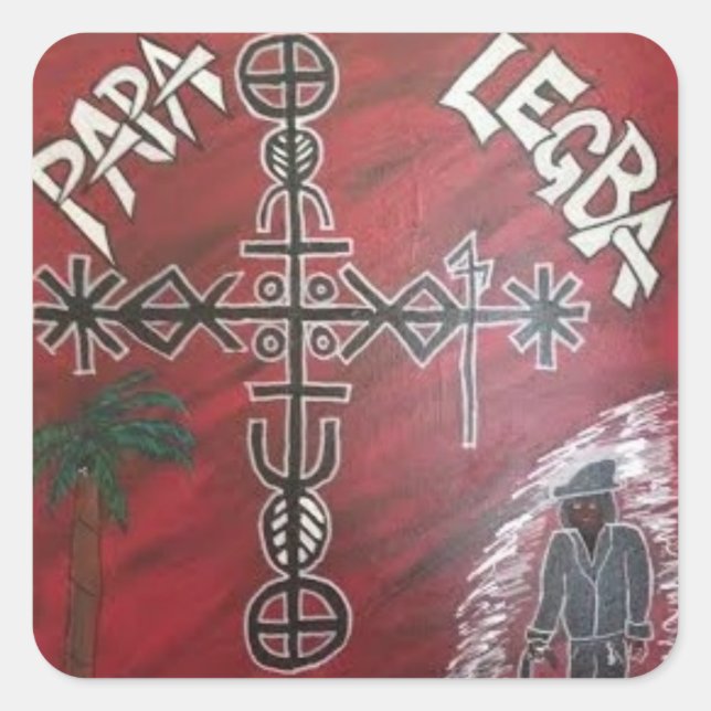 Legba-Voodoo-Aufkleber Quadratischer Aufkleber (Vorderseite)