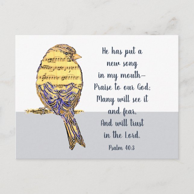Lege ein Lied in meinen Vogel der Herzbibel Postkarte (Vorderseite)