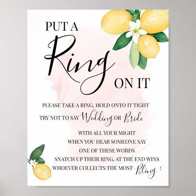 Lege einen Ring auf das Lemons Pink Brautparty Gam Poster (Vorne)