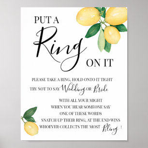 Lege einen Ring darauf Lemons Brautparty-Spiel Sch Poster