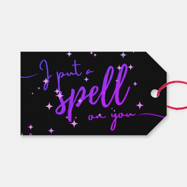 'Lege einen Zauber auf dich!' Halloween-Geschenkta Geschenkanhänger (Vorderseite (Horizontal))