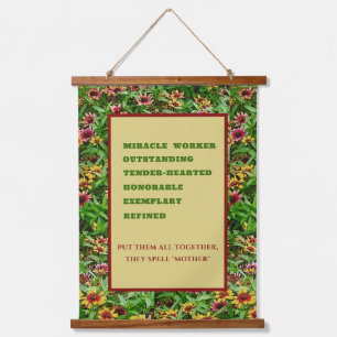 Lege sie alle zusammen, sie buchstabieren "Mutter" Wandteppich Mit Holzrahmen