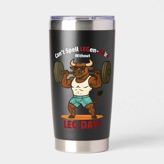 Legen-Dairy Leg Day – Funny Bull Squat Workout Thermobecher (Vorderseite)
