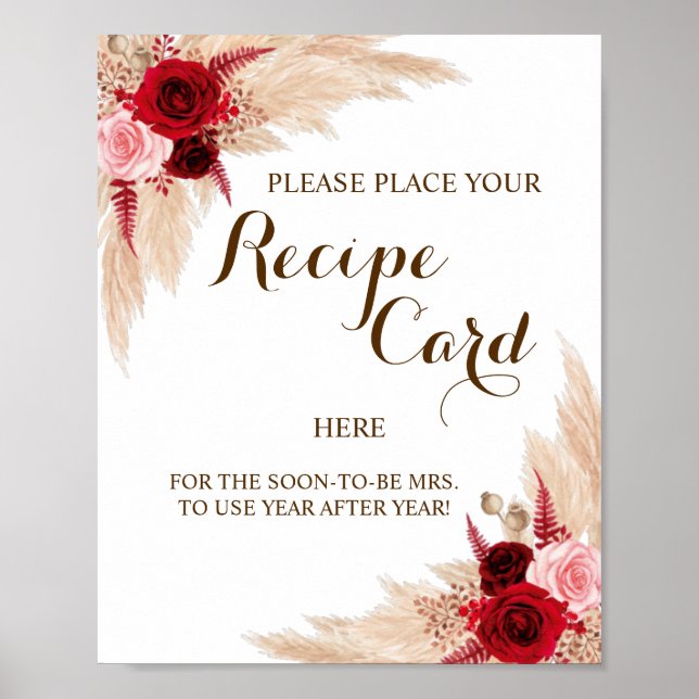 Legen Sie die Rezept-Karte hier Pampas Grass Dusch Poster (Vorne)