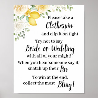 Legen Sie ein Kleidungsstück Button Lemons & Rose  Poster