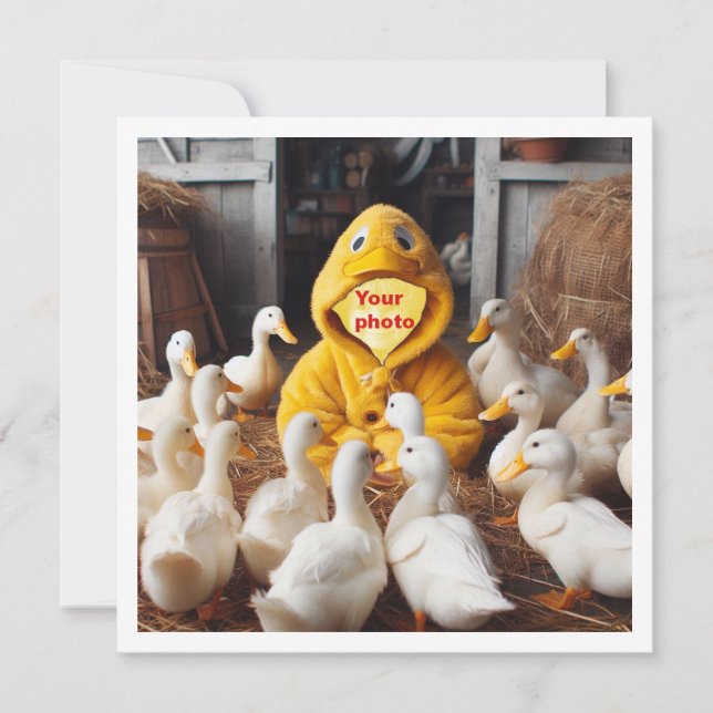 Legen Sie mein Gesicht in das Bild, Enten und Kind Karte (Vorderseite)
