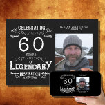Legend 60. Geburtstag Foto Schwarz Vintag Einladung<br><div class="desc">Feiern Sie den Meilenstein Ihrer Lieben mit einer besonderen Einladung, die die legendäre Inspiration ihres Lebens vermittelt. Unser legendäres 60. Geburtstag Foto Black Vintag Invitation zeigt Ihr Lieblings-Foto mit einem zeitlosen Design, das die Liebe und Bewunderung, die immer spürbar ist, zum Ausdruck bringt. Machen Sie dies zu einem unvergesslichen Bash...</div>