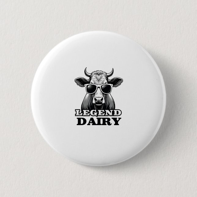 Legend Dairy Funny Farmer Cow Farmer Pun Graphic T Button (Vorderseite)