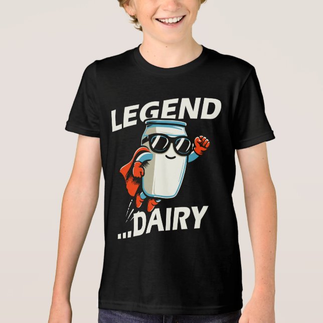 Legend Dairy Funny Milk Pun Superhero Tri-Blend Shirt (Vorderseite)