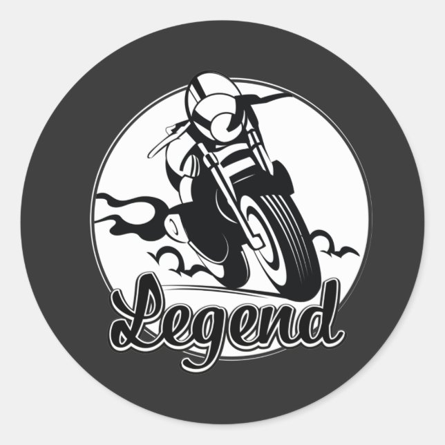 Legend Motorrad-T - Shirt Runder Aufkleber (Vorderseite)