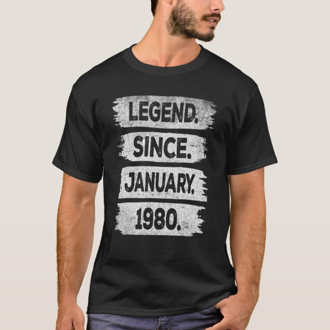 Legend Seit Januar 1980 43 Jahre alt 43. Geburtsta T-Shirt (Vorderseite)