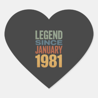 Legend Since January 1981 Retro Birthday Classic Herz-Aufkleber