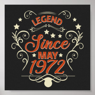 Legend Since May 1972. 50th birthday sayings Poster