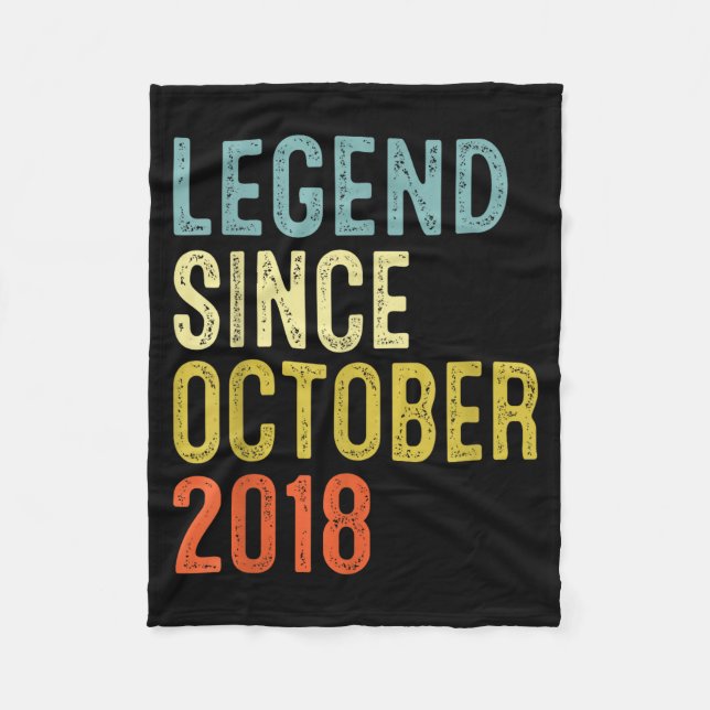 Legend Since October 2018 7th Birthday 7 Year Old  Fleecedecke (Vorderseite)