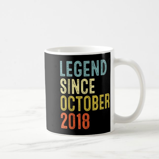 Legend Since October 2018 7th Birthday 7 Year Old  Kaffeetasse (Rechts)