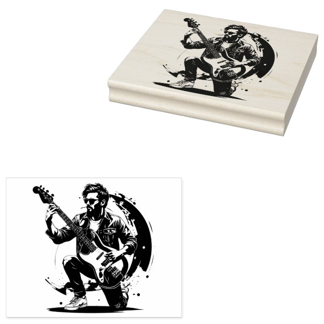 Legend Symbol of Rock and Roll Bass Guitar player Gummistempel (Stempel)