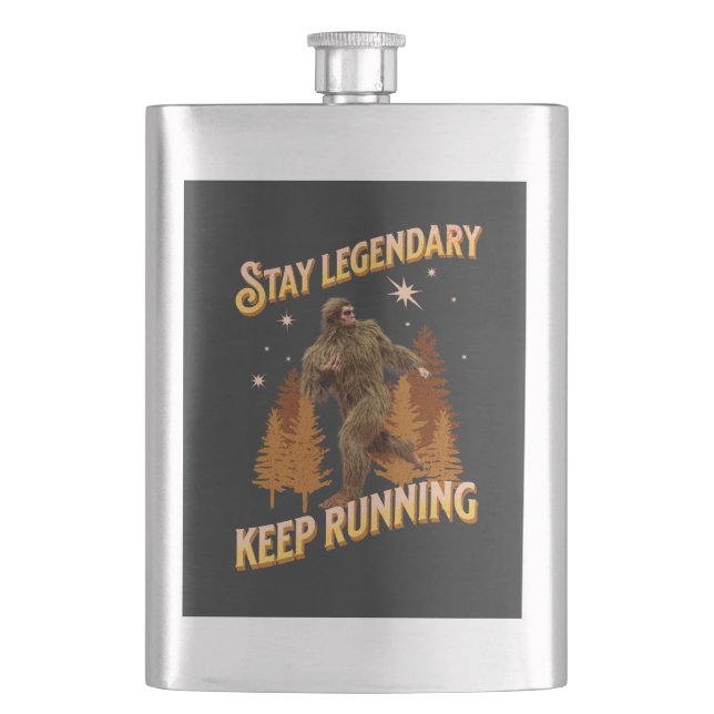 Legendär bleibe, Behaltend Funny Bigfoot Flachmann (Vorderseite)