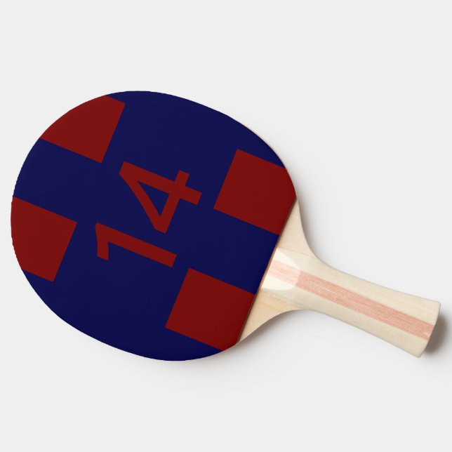 Legendär Nr. 14 in rot und blau Tischtennis Schläger (Seitenansicht)