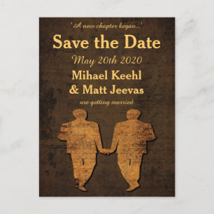 Legendäre Liebe Save the Date Postcard Gay Wedding Ankündigungspostkarte