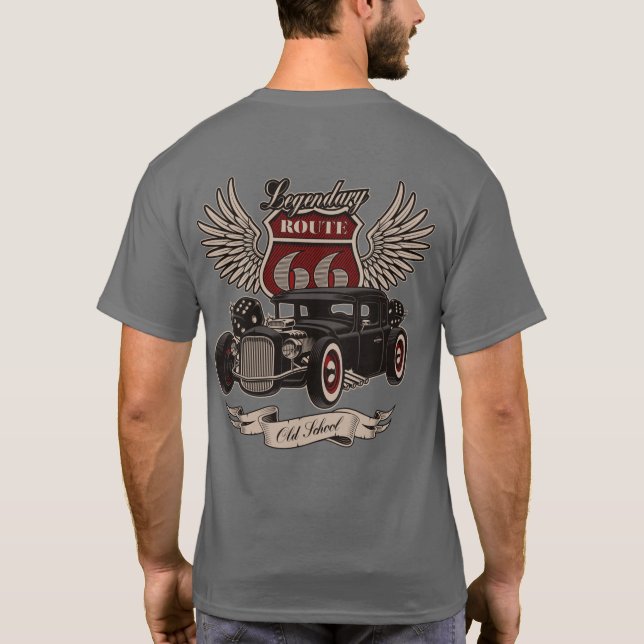 Legendäre Route 66 Frisierte Auto Pair of Dice Old T-Shirt (Rückseite)
