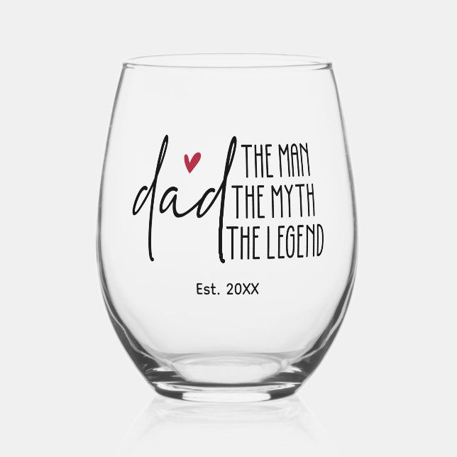 Legendäre Vater Glass Gift mit Herz-Trinkbehälter  Weinglas Ohne Stiel (Vorderseite)