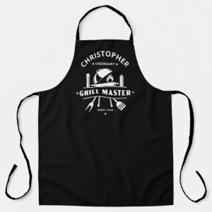 Legendärer Grillmeister Custom Schwarz & Weiß BBQ Schürze