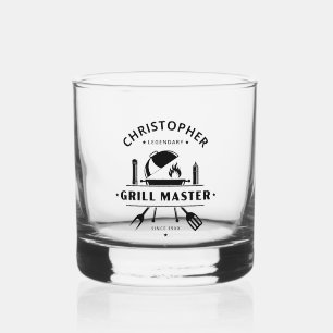 Legendärer Grillmeister Schwarzes, individuelles Whiskyglas