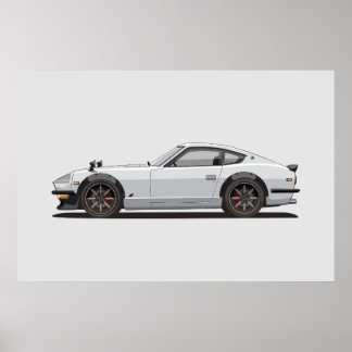 Legendärer Klassiker White 240z Fairlady Bug Poste Poster
