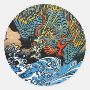 Legendärer mythischer Drache Utagawa Kuniyoshi Kun Runder Aufkleber