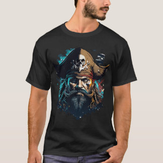 Legendärer Piratenkapitän – Totenkopf & Schiff Vin T-Shirt