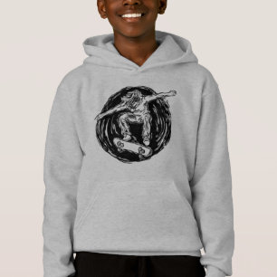 Legendärer Skater beim Skateboarden im Mittelluft Hoodie