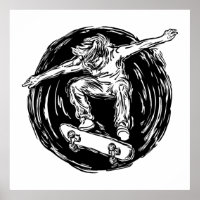 Legendärer Skater beim Skateboarden im Mittelluftb