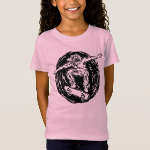 Legendärer Skater beim Skateboarden im Mittelluftb T-Shirt