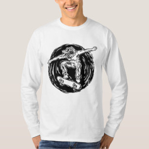 Legendärer Skater beim Skateboardfahren in der Luf T-Shirt