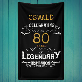 Legendary Black Gold Retro 80. Geburtstag Banner